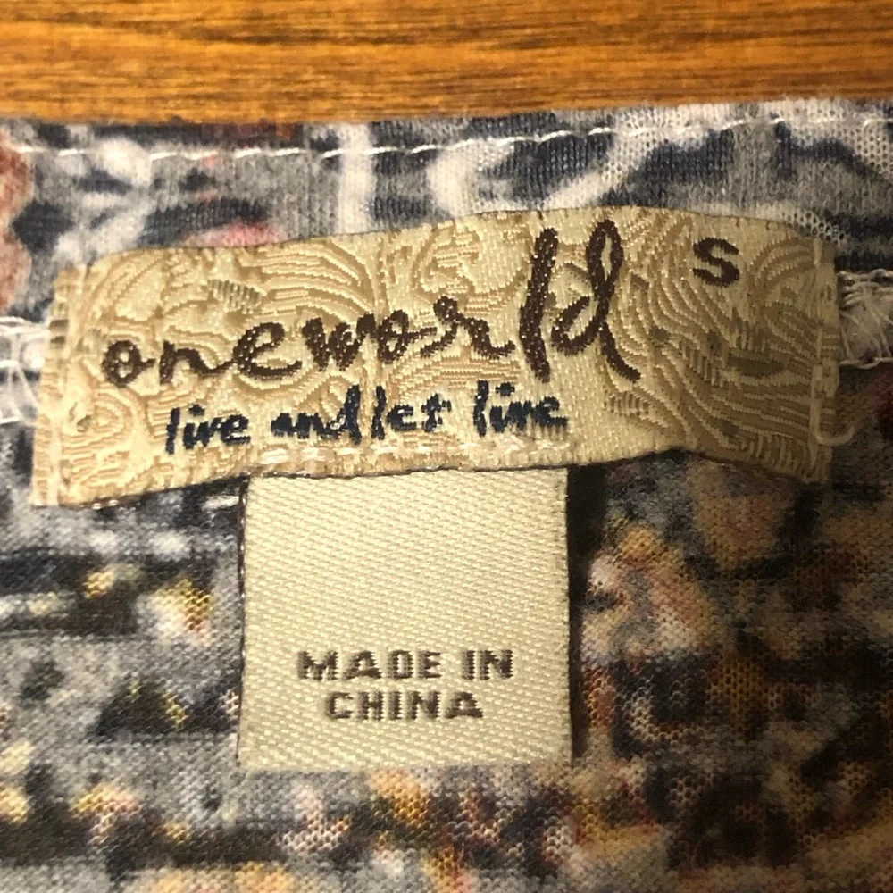 ONE WORLD Multicolor Patterned Long Sleeve Top Women’s S - Picture 4 of 7